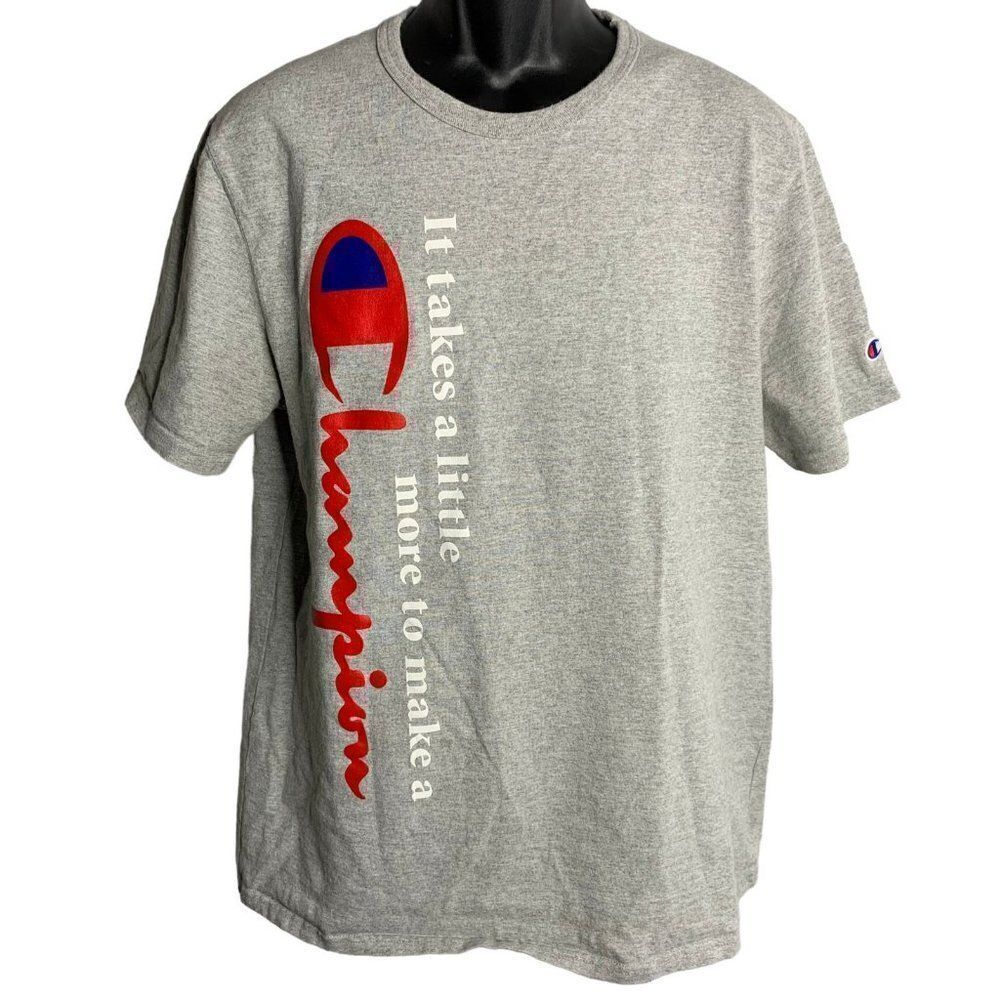 Vintage 90s Champion Crewneck T Shirt L Grey Short Sleeves Heavy Weight Cotton
